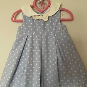 2 for $15 Blue Polka Dot Baby Dress with Bow